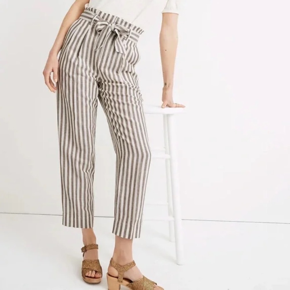 Madewell Striped Linen Paper bag Pants